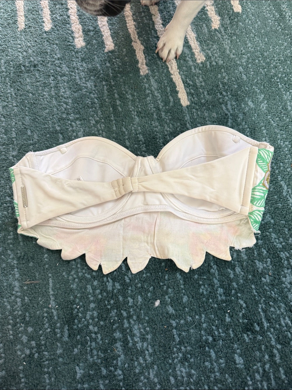 Mara Hoffman - White Strapless Bikini with Colorful Embroidered Floral Appliqué - Picture 4 of 7
